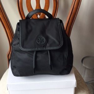 Black nylon Tory Burch backpack used once